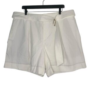 Vince plus size 16 white comfy breathable cotton linen blend summer belt shorts